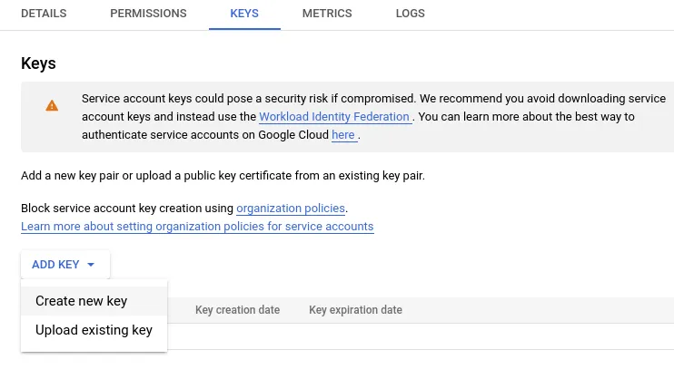 Create new key
